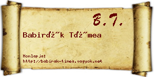 Babirák Tímea névjegykártya